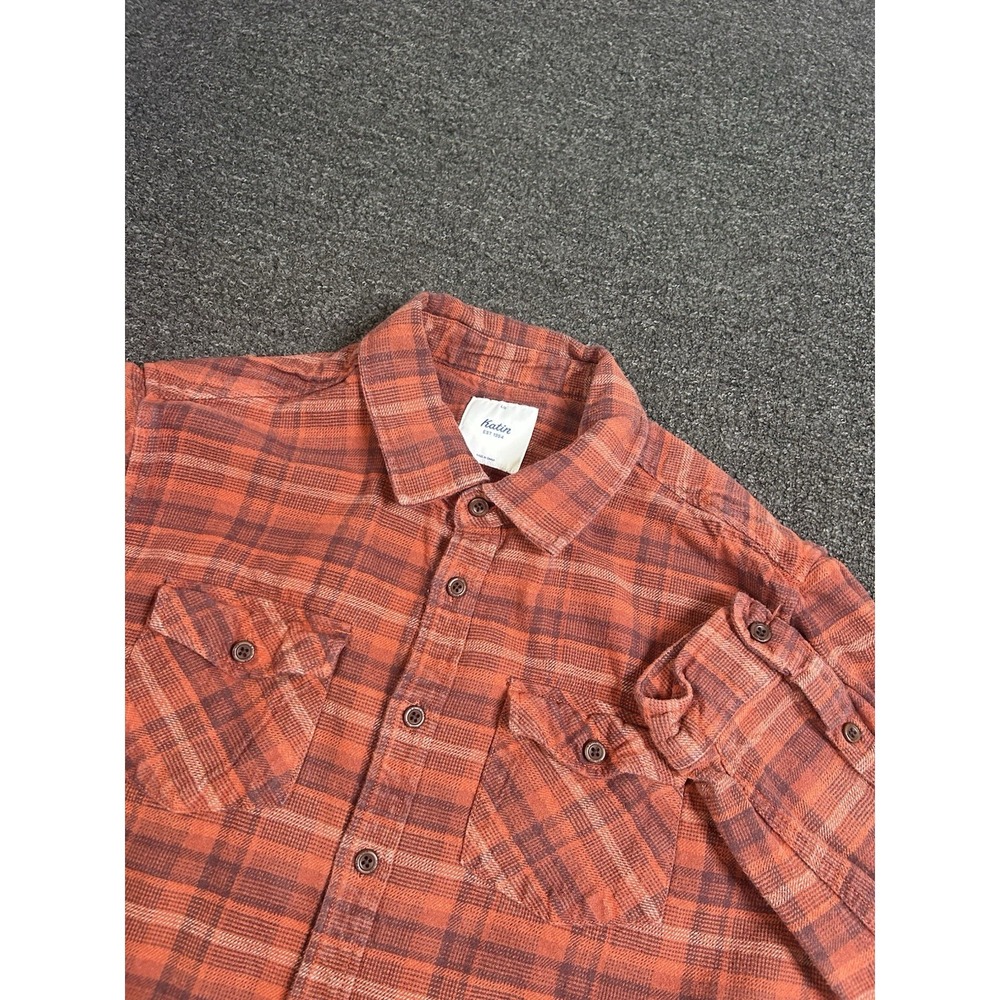 Katin Vincent Flannel Shirt Sedona Red Mens Large Button Up Outdoors Hiking Camp
